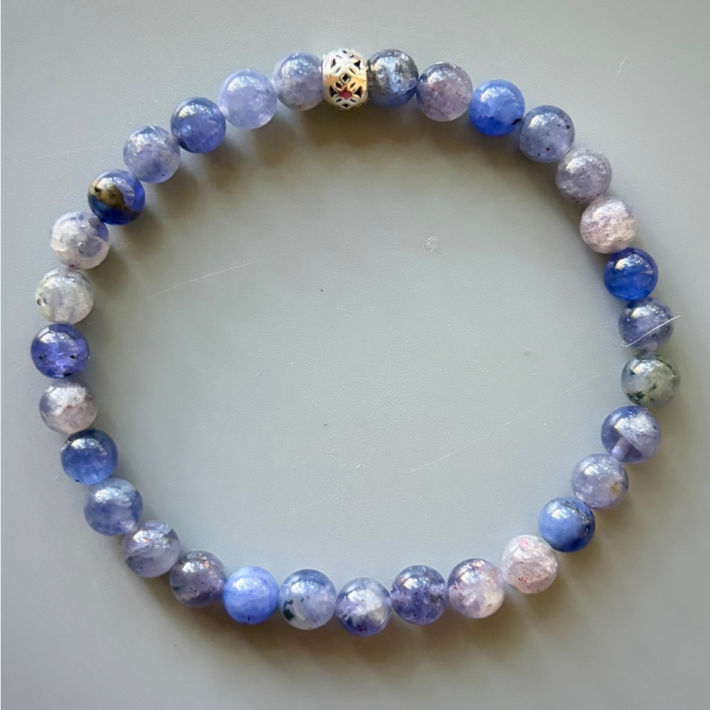 Blue Iolite Handcrafted Bead Bracelet